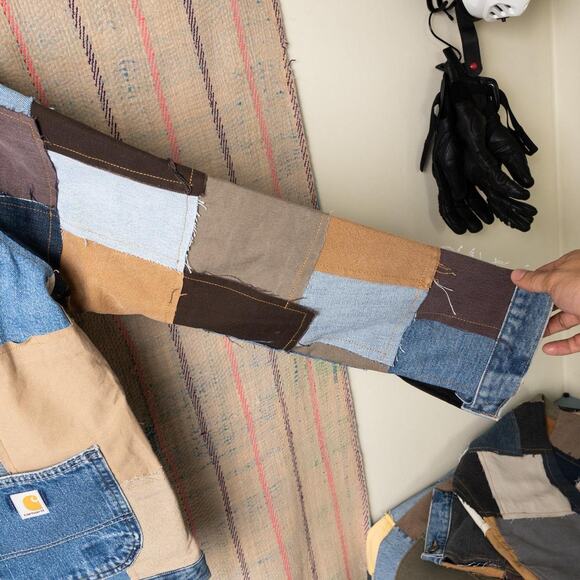 custom Upcycled patchwork carhartt chore jacket - Picture 3 of 8